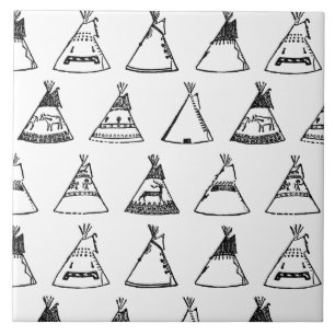 Native American Tipi Tents CUSTOM BG COLOR Tile