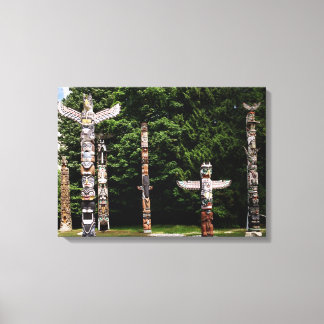 Native American totem poles, Vancouver, British Canvas Print