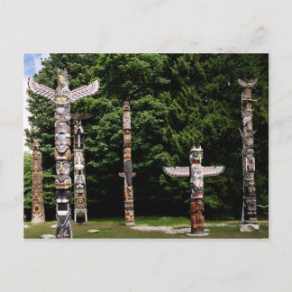 Native American totem poles, Vancouver, British Postcard