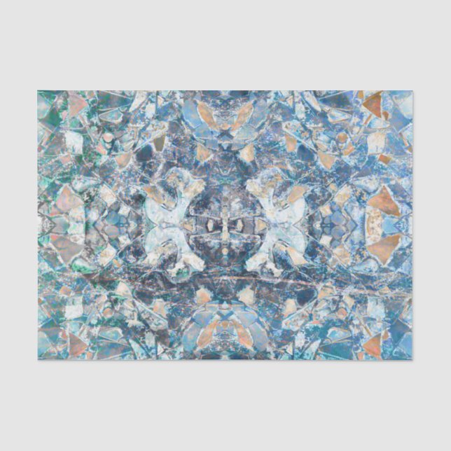 Native American Tribal Classic Blue Tan Design Tissue Paper (Front)