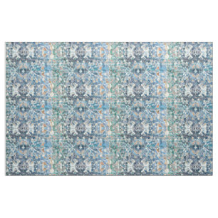 Native American Tribal Classic Blue Tan Pattern Fabric