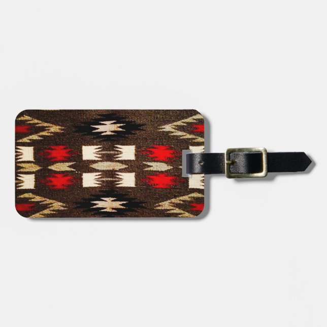 Native American Tribal Design Print Luggage Tag (Front Horizontal)