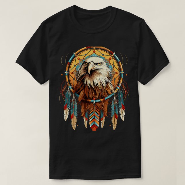 Native American Tribal Dream Catcher Eagle Spirit  T-Shirt (Design Front)