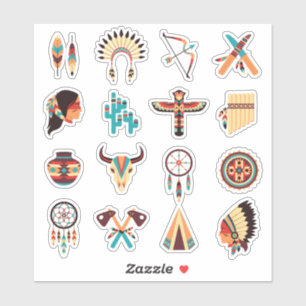 Native American Tribal Icons Set – Feathers, Dream