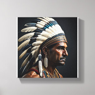 Native American Tribal Indian Chief Head Dress Canvas Print