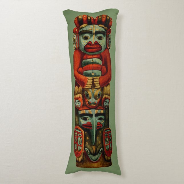 Native American Tribal Indian Totem Pole Spiritual Body Cushion (Front Vertical)