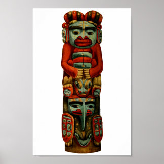 Native American Tribal Indian Totem Pole Spiritual Poster