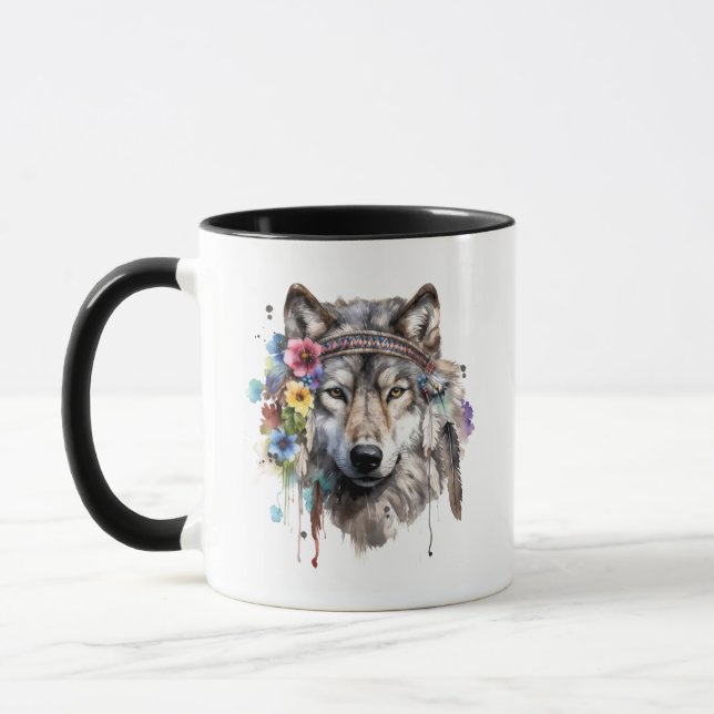 Native American Tribal Wolf Mug (Left)