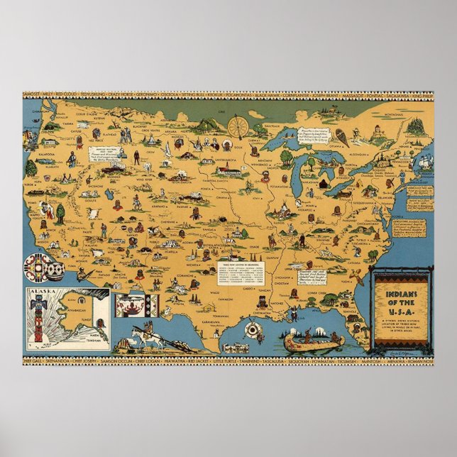 Native American Tribe Nation Map Poster (Front)