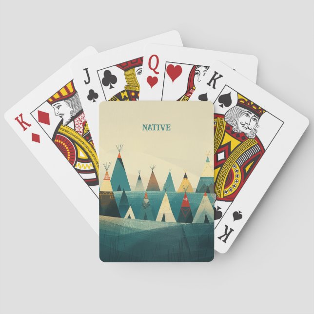 Native American Tribe Tents Playing Cards (Back)
