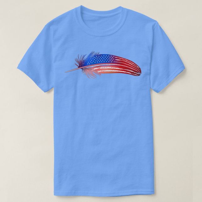 Native American Veteran Flag Day Feather for July  T-Shirt (Design Front)
