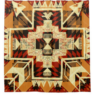 Native American, Vintage Hand-Drawn Abstract. Shower Curtain
