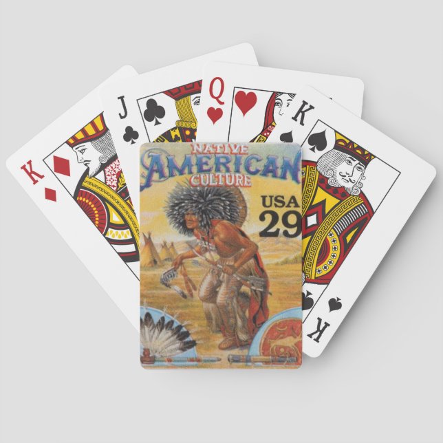 Native American Vintage Stamp  Playing Cards (Back)