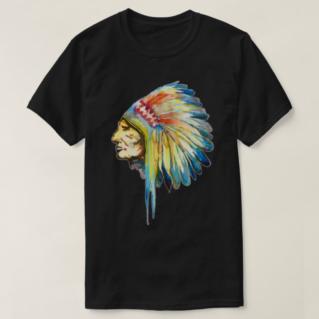 Native American War Bonnet Graphic  T-Shirt (Design Front)