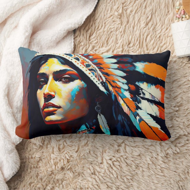Native American Warrior Princess Lumbar Cushion (Blanket)