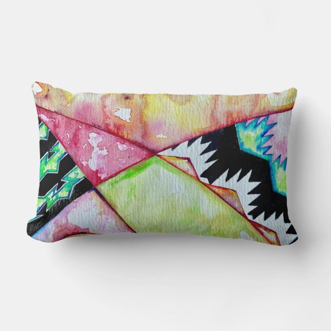 Native American watercolor design accent pillow (Front)