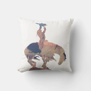 Native American with Buffalo Skull Cushion