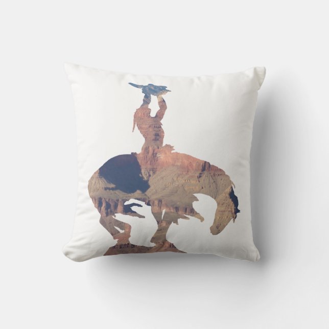 Native American with Buffalo Skull Cushion (Front)