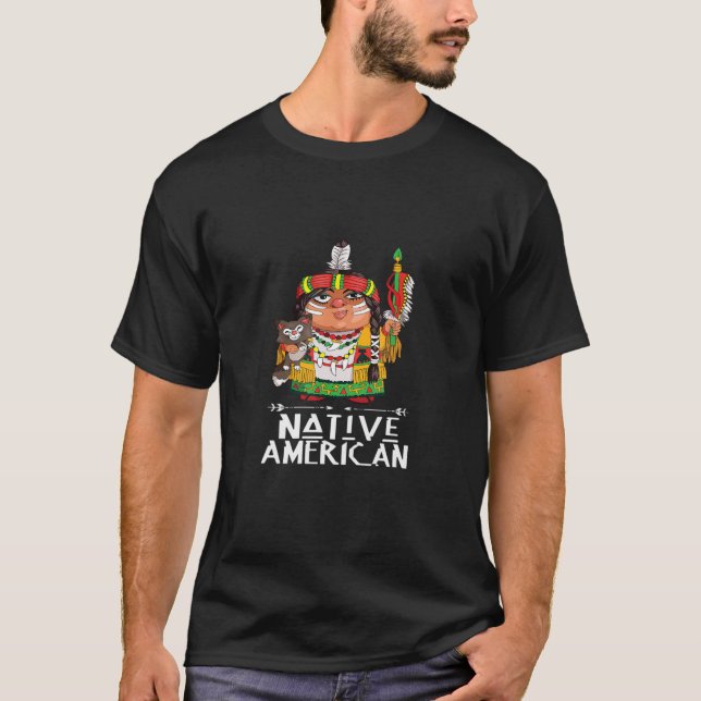 Native American with cat T-Shirt (Front)