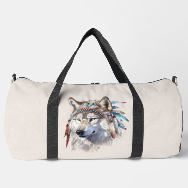 Native American Wolf Duffel Bag (Front)