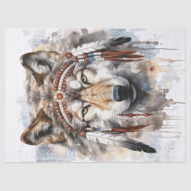 Native American Wolf Tissue Paper (Front)