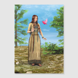 Native American Woman and Bird