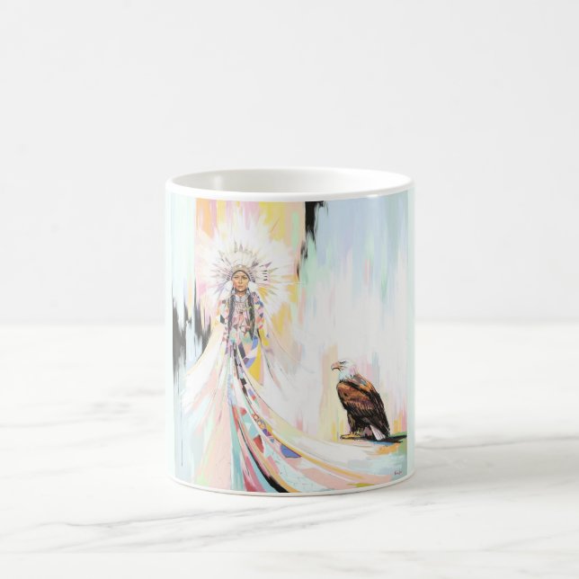 Native American Woman And Eagle Coffee Mug (Center)
