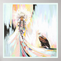 Native American Woman And Eagle