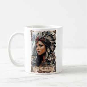 Native American woman and wolf vintage design Coffee Mug