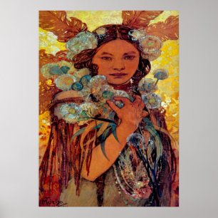 Native American Woman by Alphonse Mucha  Poster