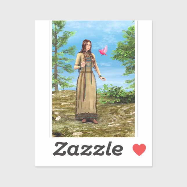 Native American Woman Forest Bird Art (Sheet)