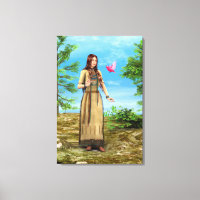 Native American Woman Forest Bird Art