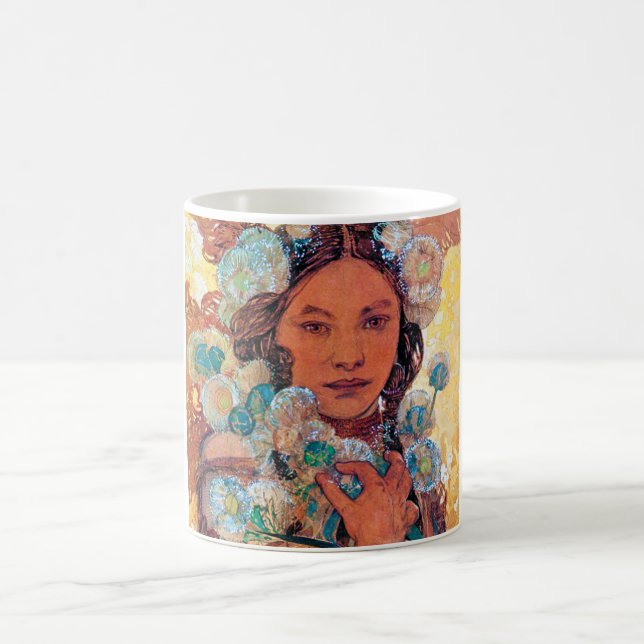 Native American Woman, Mucha Coffee Mug (Center)