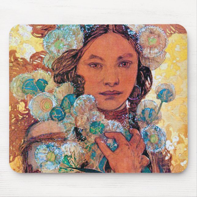 Native American Woman, Mucha Mouse Pad (Front)