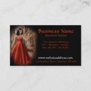 Native American Woman Orange Dress Business Cards