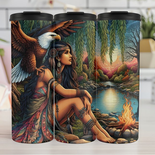 Native American Woman Watch by Desert Stream Thermal Tumbler (Creator Uploaded)