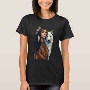 Native American Women Wolf Lovers Indigenous Ameri T-Shirt