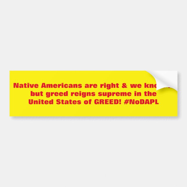Native Americans are right #NoDAPL Bumper Sticker (Front)