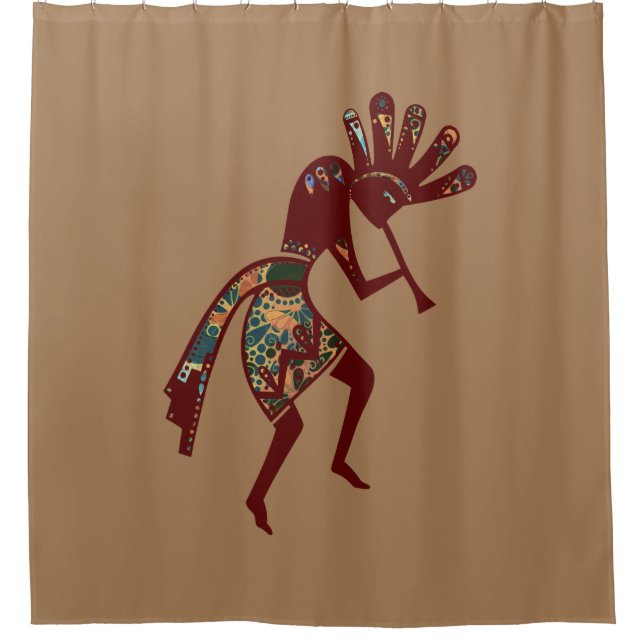 Native Americans Culture - Dancing Kokopelli 3 Shower Curtain (Front)