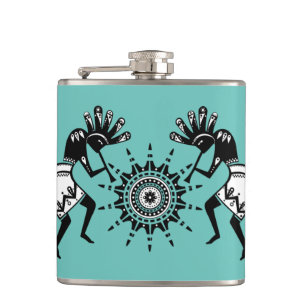 Native Americans Culture - Sun Dancing Kokopelli 1 Hip Flask