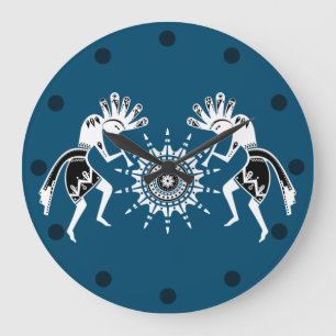 Native Americans Culture - Sun Dancing Kokopelli 2 Large Clock