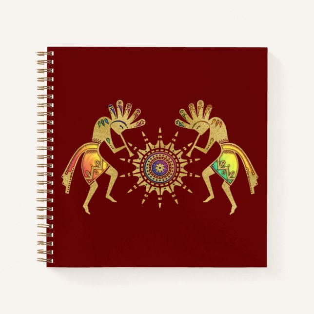 Native Americans Culture - Sun Dancing Kokopelli 3 Notebook (Front)