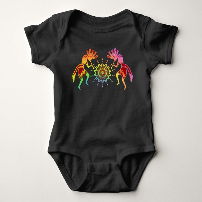Native Americans Culture - Sun Dancing Kokopelli 4 Baby Bodysuit (Front)