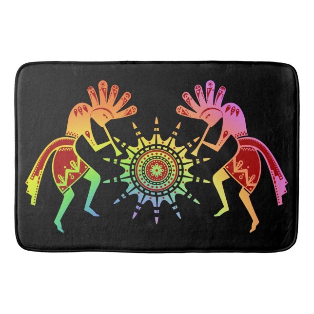 Native Americans Culture - Sun Dancing Kokopelli 4 Bath Mat (Front)