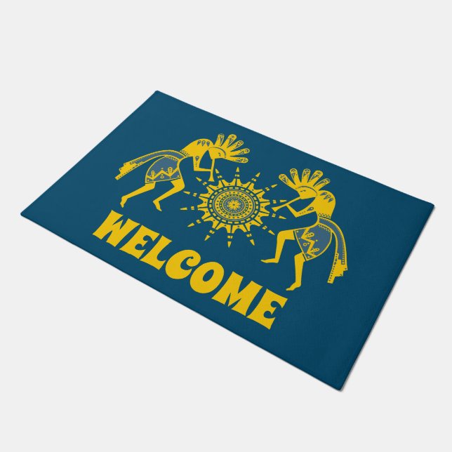 Native Americans Culture - Sun Dancing Kokopelli 6 Doormat (Angled)