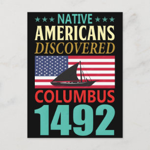 Native americans discovered columbus 1492 holiday postcard