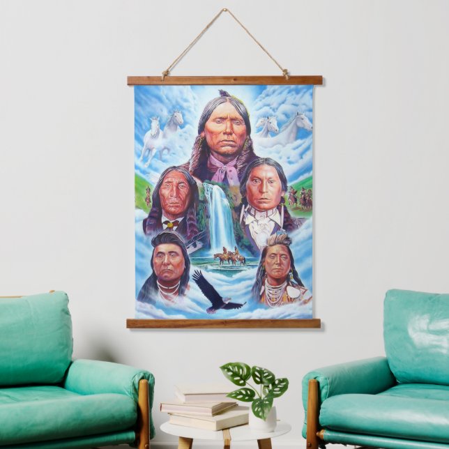 Native Americans Famous Indian Chiefs Vertical Hanging Tapestry (Living Room)