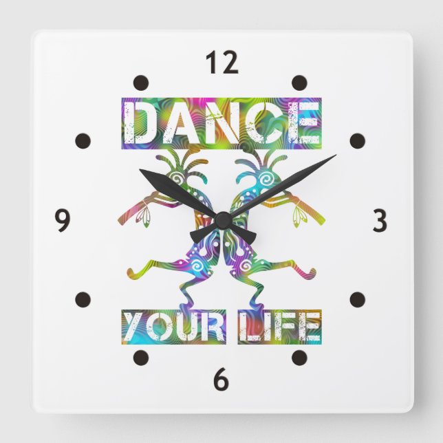 Native Americans Kokopelli - Dance Your Life 2 Square Wall Clock (Front)
