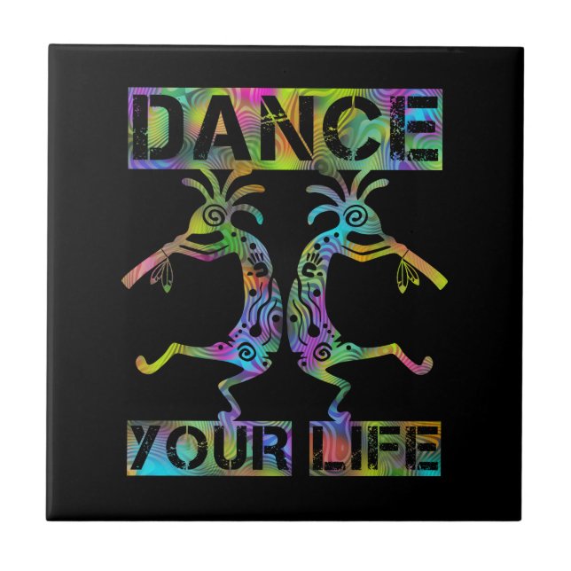 Native Americans Kokopelli - Dance Your Life 2 Tile (Front)