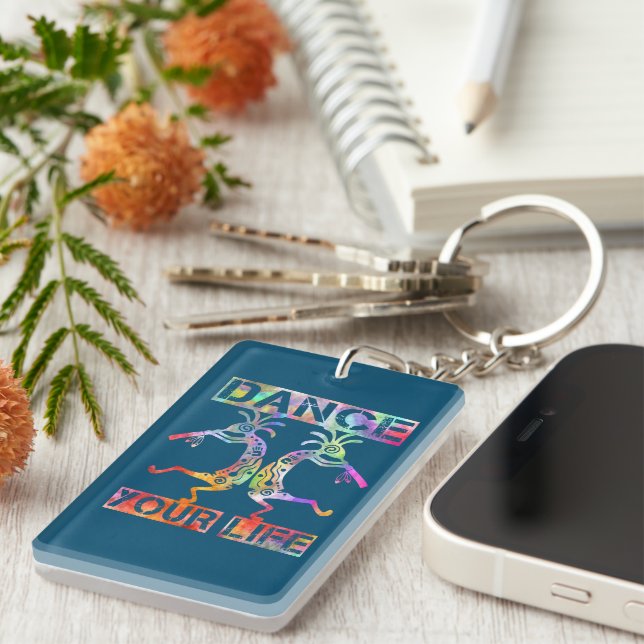 Native Americans Kokopelli - Dance Your Life 3 Key Ring (Front Right)